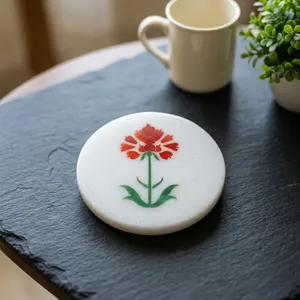 Premium Natural Marble <b>Coaster</b> Set Waterproof Heat Resistant <b>Drink</b> <b>Coasters</b> for Indoor Home Kitchen Restaurant and Cafe - Product Image 5