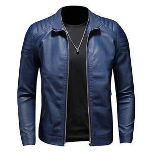 Chaqueta de moda británica de cuero de PU para hombre personalizada para motocicletas ropa de temporada de invierno con cuello levantado Delgado - Product Image 2