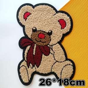 Parches Termoadhesivos de Chenilla con Bordado de Osito de Peluche para Ropa, Sombreros y Proyectos DIY - Forma de Corazón, Colores Personalizados - Product Image 2