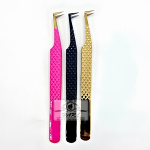 Fiber Tips Eyelash Extension Tweezers Multi-Color Short Thick Tip 90 Angle Boot Eyelashes Tweezer Eyelash Beauty Tools - Product Image 5