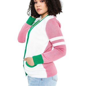 SEEBI Women's Knitted <b>Cardigan</b> Sweater V-Neck Long Sleeve Contrast Color Preppy Style Alphabet Button Closure 100% - Product Image 2