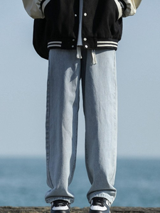 Pantalones Casuales Rectos de Estilo Retro Americano para Hombre, Cintura Media, Lavado Claro, Jeans de Mezclilla Ligeros para Primavera Y2K - Product Image 4