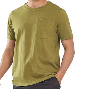 เสื้อยืดสีเขียวมะกอกแขนสั้นทรงปกติ ปี 2026 ผ้าฝ้ายเจอร์ซีย์ถัก 100% คอกลม ดีไซน์เรียบง่าย สีพื้น - Product Image 1