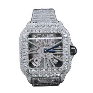 Reloj Mecánico de Lujo para Hombre, Estilo Hip Hop, Personalizable, con Diamantes Moissanite VVS Blancos, Esfera de Cristal con Visualización Analógica - Product Image 1