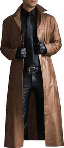 Manteau en cuir noir pour homme, neuf, sur mesure, de haute qualité, long, léger, prix de gros - Product Image 2