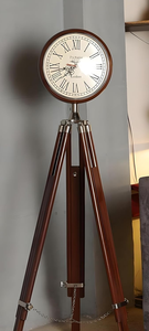 Reloj de Pie Industrial Vintage con Trípode, Base de Madera, Estilo Antiguo, Reloj de Pie Rústico Decorativo para el Hogar, Oficina, Decoración de Interiores - Product Image 2