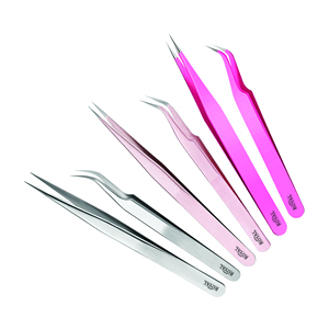 Ensemble de pinces à cils pour extensions de cils, outils de beauté, kit de cils avec pointe en fibre personnalisable en or et noir - Product Image 4