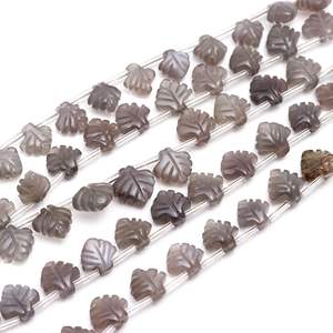 Cuentas de Piedra Lunar Gris Natural en Forma de Hoja, Talladas a Mano, para Joyería, 10-11MM, Cuentas de Piedra Lunar Natural de 8 Pulgadas - Product Image 6