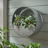 Macetas Modernas Redondas de Metal Galvanizado Ecológicas para Pared, Decoración Interior y Exterior, Maceta Colgante de Hierro para Suculentas y Hierbas, Decoración para Hogar y Jardín