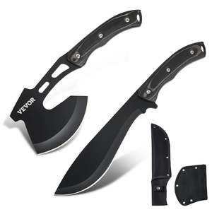 <b>Hunting</b> Knife and Axe Combo Set Stainless Steel Fixed Blade Tactical Knife with Sheath for Camping Outdoor Survival Adventure - Product Image 1