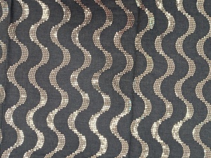 Hot Sale Premium <b>Navy</b> Blue Denim Fabric with Silver Sequin Wave Embroidery - 100% Cotton Base Sequin Work Material - Product Image 5