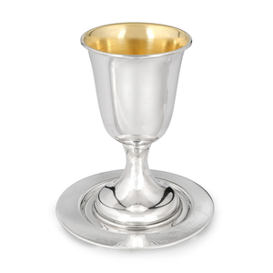 Copa Kiddush Vintage Plateada en Plata con Interior Dorado, de Acero Inoxidable Ecológico, con Diseño de Árbol, Copa de Vino para Shabat, Bodas y Eventos Judaicos - Product Image 2