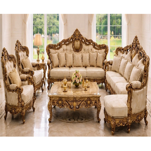 Ensemble de canapés Maharaja au look majestueux, style américain, royal, moderne, en teck, table basse carrée, meubles de salon haut de gamme - Product Image 1