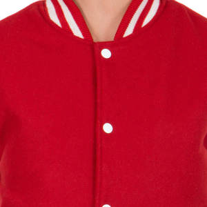 Veste universitaire rouge et blanche unisexe, style preppy, fermeture à boutons, col rabattu, vêtement d'automne, coupe régulière, doublure en coton - Product Image 4