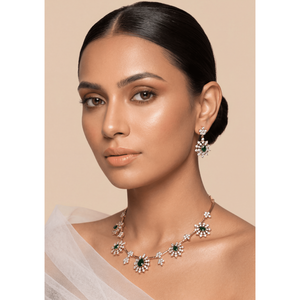 Amara Panna Gold Plated Bridal Hasli Necklace Set-Indian Ethnic Imitation Jewelry - Product Image 1