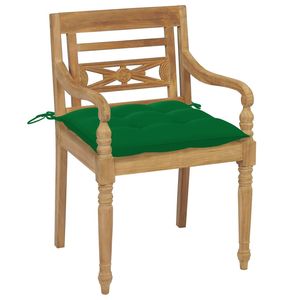 Chaises de jardin Batavia en teck massif avec coussins, lot de 6 - Product Image 3