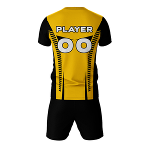 Custom Men's Soccer Jersey Set Yellow Black Sublimated V-Neck Short Sleeve Personalised kit Moisture Wicking <b>Athletic</b> Fit - Product Image 3