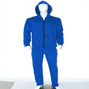 Ensemble de survêtement unisexe décontracté bleu roi avec sweat à capuche et pantalon de jogging, 100% coton biologique molletonné 140g, respirant, antistatique, étiquette personnalisée, vente en gros - Product Image 1