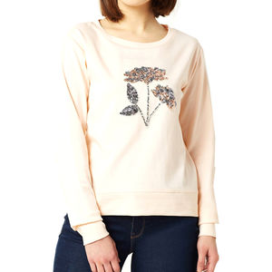 Oferta Especial: Sudaderas de Felpa de Algodón para Mujer, Invierno 2025, Color Durazno, Bordado Floral, Forradas, Manga Larga, Servicio OEM ODM - Product Image 6