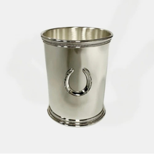 Verre à Mint Julep de style équestre classique avec emblème fer à cheval prononcé et bordure perlée élégante pour bar à domicile à prix abordable - Product Image 1