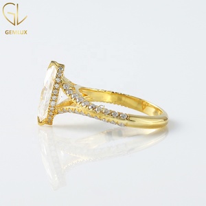 2.10 CT Marquise Cut Moissanite Diamond <b>Ring</b>, 14K Gold <b>Split</b> Shank Engagement <b>Ring</b>, Hidden Halo Wedding <b>Ring</b> For Women - Product Image 6