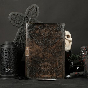 Leather Spell Book of Shadows Luna Moth & Butterfly Embossed Journal - Product Image 2