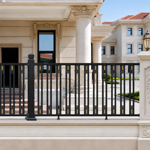 Barandilla Moderna de Metal Negro para Villa con Detalles Dorados, Valla de Balcón con Barra Vertical, Barandilla de Seguridad para Terraza Exterior - Product Image 2