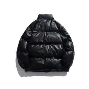Veste en cuir matelassée personnalisée avec logo pour hommes, veste bomber en cuir personnalisée, patch brodé personnalisé, veste matelassée pour hommes - Product Image 6
