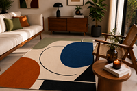 Tapis d'intérieur en laine tufté à la main, abstrait moderne de luxe, tapis géométrique personnalisé de style Bauhaus pour la décoration de la maison et des hôtels