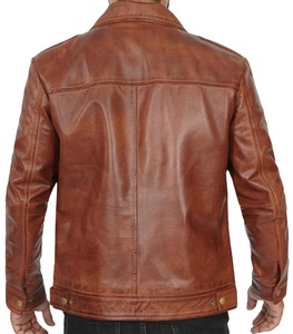 <b>Men's</b> Brown PU Motorcycle Jacket <b>Turtleneck</b> Collar Zipper Closure Casual Winter Wear Regular Fit Solid Color Eco-friendly Front - Product Image 4
