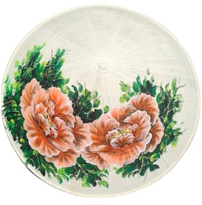 Chapeau conique vietnamien écologique dessiné à la main avec motif floral, décoration murale en paille de bambou faite à la main, fournisseur en gros du Vietnam - Product Image 2