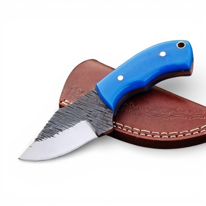 Couteau de chasse à lame fixe personnalisé OEM en acier au carbone – Couteau de chasse artisanal avec manche en résine et étui en cuir de vachette - Product Image 1