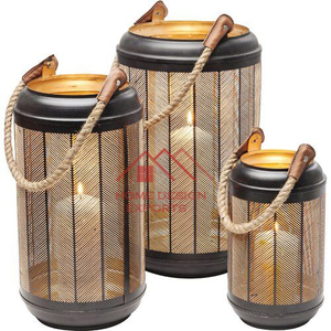 Farol de metal con acabado en esmalte verde, decoración navideña, farol de metal para el hogar y el jardín, arreglos con velas. - Product Image 5