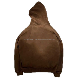 Custom Screen Printed Embroidery Heavyweight Acid Wash Full <b>Zipper</b> For Men New Hoodies Basics, Cotton Blended Hoodies - Product Image 2