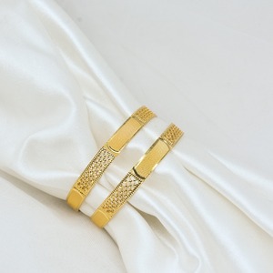 Elegant Floral Stone Gold Plated <b>Bangle</b> Pair Traditional <b>Engraved</b> Pattern Jewelry for Women Wedding Festive and Party Wear - Product Image 5