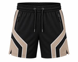 Shorts de sport décontractés noirs pour hommes avec poches zippées, taille à cordon de serrage, tissu écologique à séchage rapide - Product Image 2