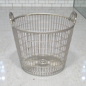 Metal <b>Wire</b> <b>Storage</b> <b>Basket</b> With Handles Circle Shape Simple Style Multi Purpose Neatening Organizer - Product Image 2