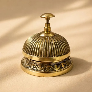 Polished <b>Solid</b> Brass <b>Desk</b> Bell with Premium <b>Wooden</b> Base Professional Hotel Reception Call Bell for Front <b>Desks</b> and Luxury Office - Product Image 3