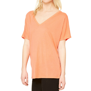 T-shirt pour femme de qualité supérieure, coupe ample, col en V, couleur unie, manches courtes, 100% coton, décontracté, respirant, t-shirts imprimés personnalisés - Product Image 6