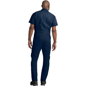 Combinaison de travail à manches courtes bleu marine pour homme, couleur unie, hiver, décontractée, tissu et impression personnalisés - Product Image 4