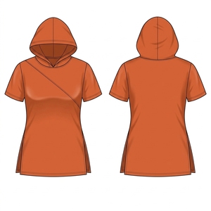 Women's Casual Hooded Short Sleeve <b>Top</b> Everyday Wear Fitted Shirt Wholesale - Product Image 2