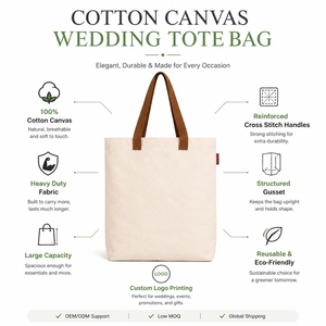 Bolsa de Mano Ecológica Personalizada para Bodas |   Bolsa de Regalo de Lona de Algodón Orgánico |   Bolsa de Compras Reutilizable para Damas de Honor al por Mayor - Product Image 6