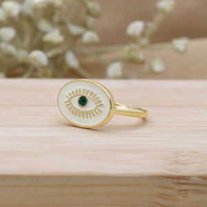 Wholesale 925 Sterling Silver 14K Gold Plated Devil's Eye Enamel <b>Fine</b> <b>Ring</b> Jewelry for Women Party & Gift Occasions - Product Image 6