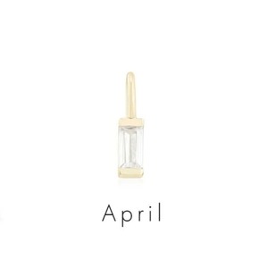 Pendentif en quartz cristal miniature Baguette, pierre de naissance d'avril, avec monture en or, breloque faite à la main, petite pierre pour la création de bijoux - Product Image 1