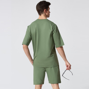 T-shirt en coton éponge surdimensionné pour homme, tendance, avec logo personnalisé, couleur unie, haute qualité, respirant, séchage rapide, manches courtes, 250g, coupe ample - Product Image 1
