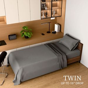 Set di 3 Lenzuola in Microfibra per Letto Singolo, Resistenti allo Sbiadimento e Antipiega, Facili da Pulire - Grigio per Biancheria da Letto per Bambini - Product Image 1