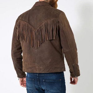 Men's Premium Genuine Suede Leather <b>Fringe</b> <b>Jacket</b> Winter Wear Plain Dyed Finish All Sizes Custom OEM Wholesale Factory Direct - Product Image 3