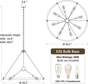 Wholesale Wagon Wheel Chandelier Bulk Farmhouse Round Pendant Light Factory Price <b>Retro</b> Edison Bulb Hanging Lamp - Product Image 5