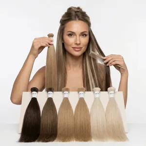 Cheveux humains longs et raides, cheveux Remy, couleur brun blond, densité complète, cheveux vierges Remy en vrac, taille personnalisable - Product Image 4