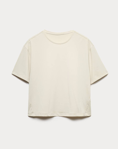 2026 Women's Hot Sale On Cream Crew Neck Short Sleeve Loose Fit Solid Color Cotton T-Shirt Simple Style Yoga <b>Top</b> <b>Low</b> MOQ - Product Image 1